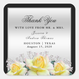 Chic Elegant Rose Silver Wedding Vielen Dank Quadratischer Aufkleber