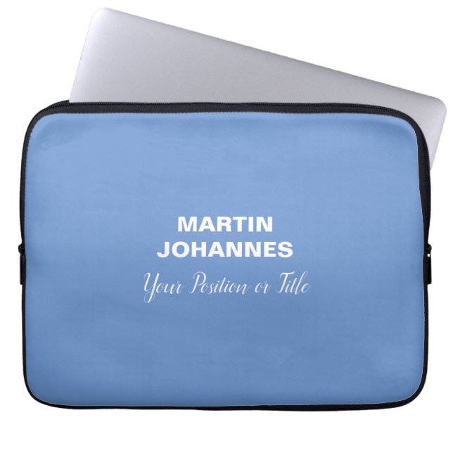 Chic Elegant Schlicht Stilvoll Blau Minimalistisch Laptopschutzhülle (Vorderseite)