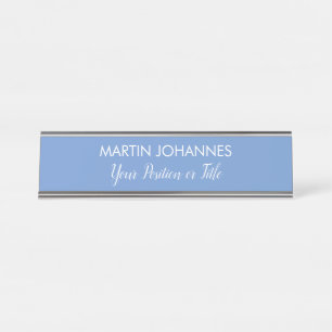 Chic Elegant Schlicht Stilvoll Blau Minimalistisch Schreibtischnamensplakette