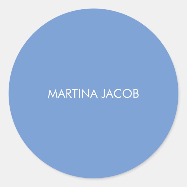Chic Elegant Schlicht Stylish Blue Minimalistisch  Runder Aufkleber (Vorderseite)