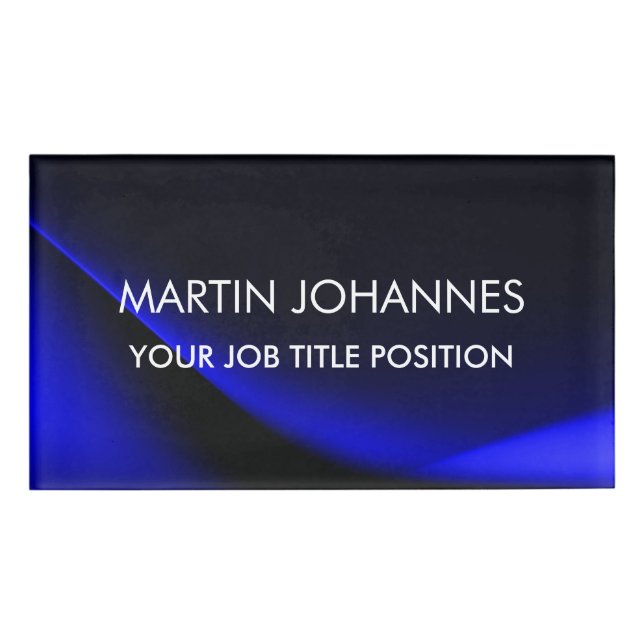 Chic Elegant Schlicht Stylish Blue Namenschild (Vorderseite)