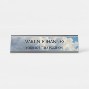 Chic Elegant Schlicht Stylish Blue Sky & Clouds Schreibtischnamensplakette