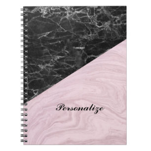 Chic Elegant Schwarz Rosa Marmor Personalisiert Notizblock