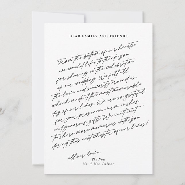 Chic Elegant Script 3 Foto Hochzeit Dankeskarte (Rückseite)