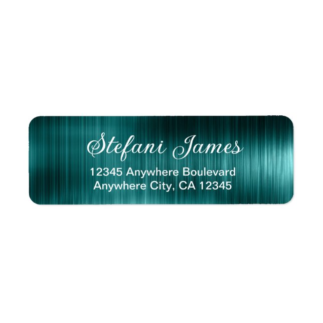 Chic Elegant Script Metallic Aquamarin Label (Vorne)