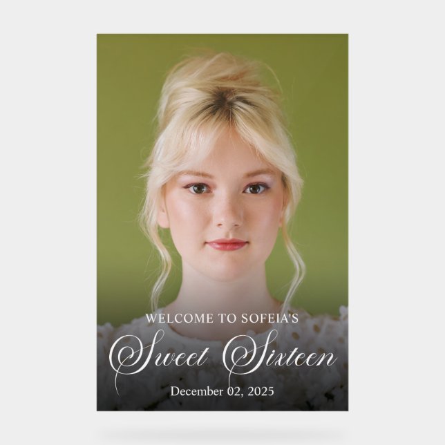 Chic Elegant Sweet sixteen de script blanc (Recto)