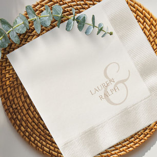 Chic & Elegant Taupe Script Wedding Serviette