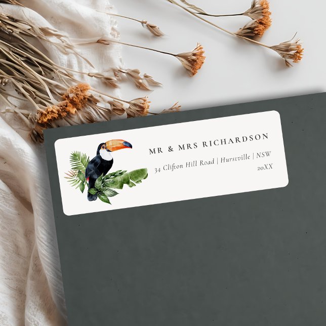 Chic Elegant Tropical Rainforest Toucan Adresse (Von Creator hochgeladen)