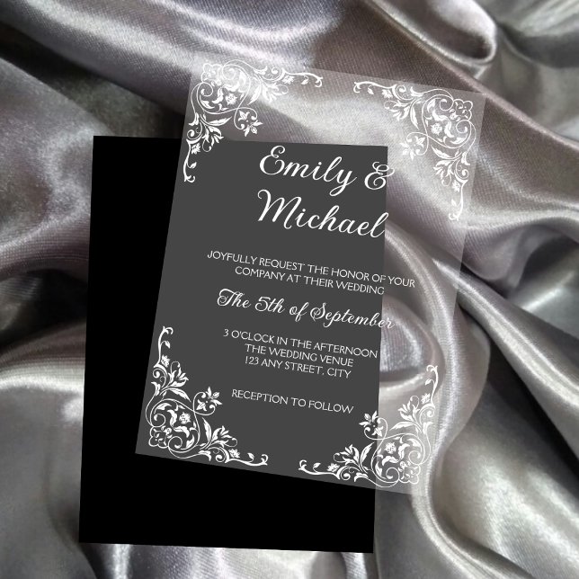 Chic Elegant Typografy Floral Wedding Acryleinladungen (Chic Elegant Typography Floral Wedding Acrylic Invitations)
