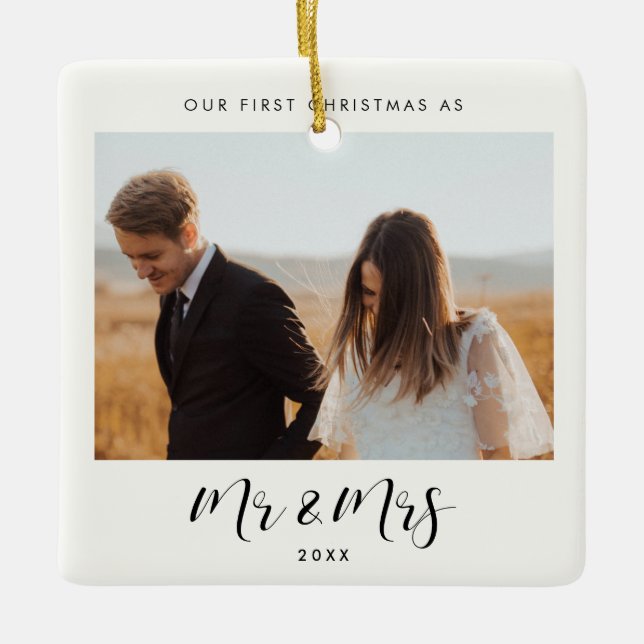 Chic elegant Unser erstes Weihnachten als Mr. & Mr Keramikornament (Vorderseite)