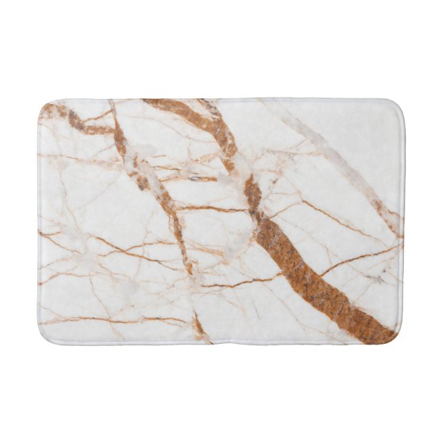 Chic Elegant White and Rose Gold Marmormuster Badematte (Vorderseite)
