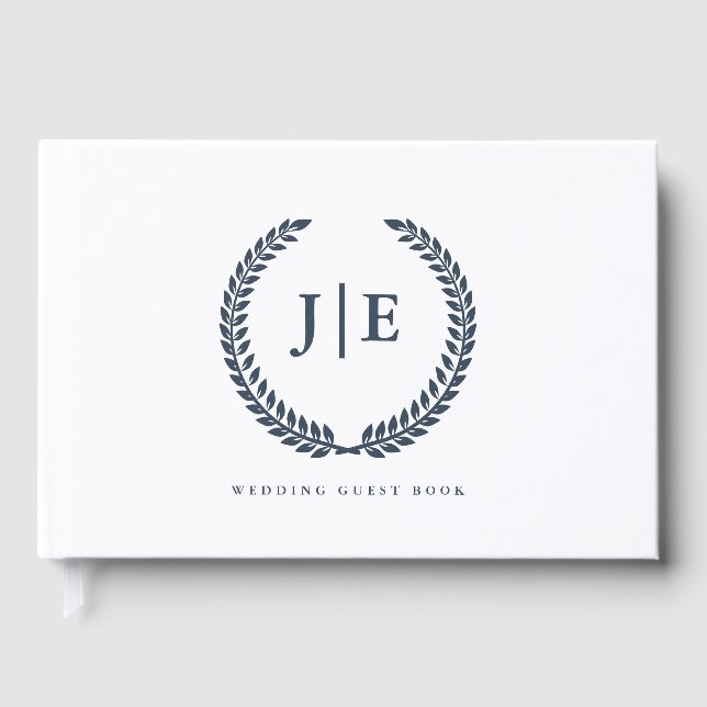 Chic Elegant Wreath Monogram Wedding Gästebuch (Vorderseite)