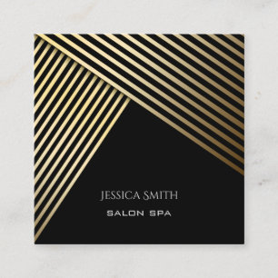 Chic elegante art Deko gold/schwarz diagonale Stre Quadratische Visitenkarte