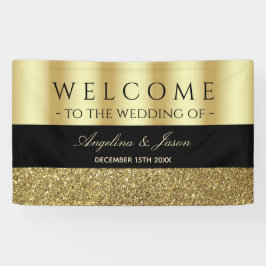 Chic Elegante Black and Gold Wedding Willkommen Banner