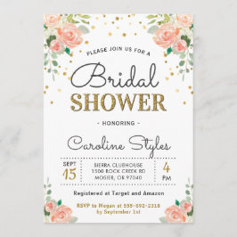 Chic Elegante Bloral Peony Bridal Paare Dusche Einladung