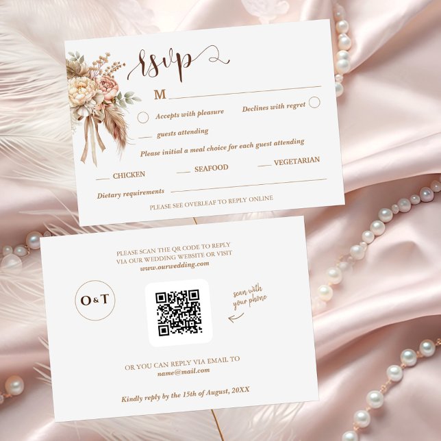 Chic elegante Blumen Hochzeit RSVP QR Code-Karte Einladung (Von Creator hochgeladen)