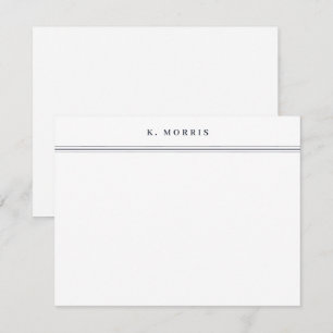 Chic Elegante Border Schwarz-weiß Personalisiert F Mitteilungskarte