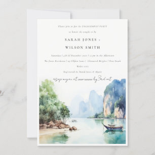 Chic Elegante Coastal Thailand Seascape Verlobung Einladung