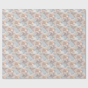 Chic,Elegante Creams & Leder Blume-Look Geschenkpapier