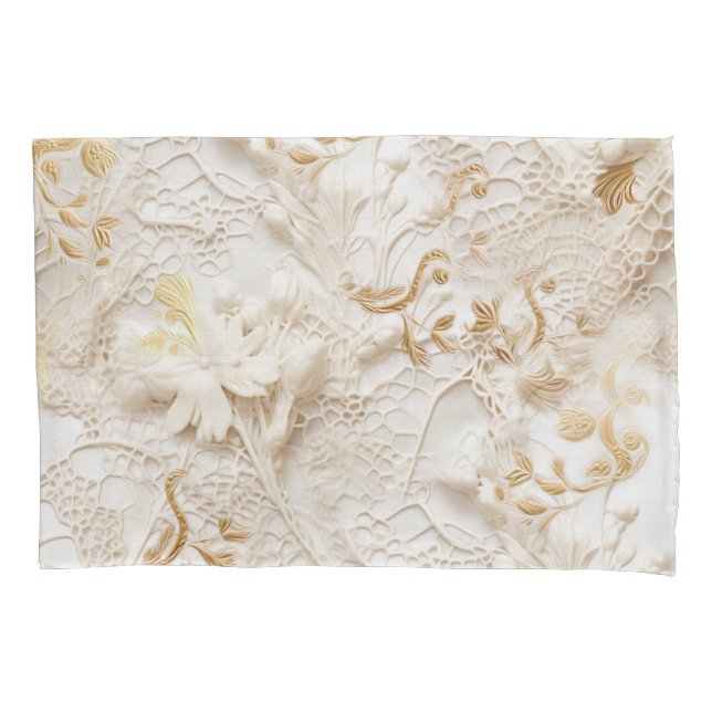 Chic,Elegante Creams & Leder Blume-Look Kissenbezug (Vorderseite)