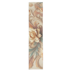 Chic,Elegante Creams & Leder Blume-Look Kurzer Tischläufer