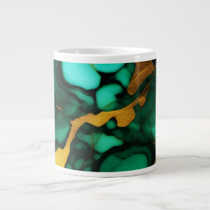 Chic Elegante dunkelgrüne, goldgelbe Imitate Marmo Jumbo-Tasse