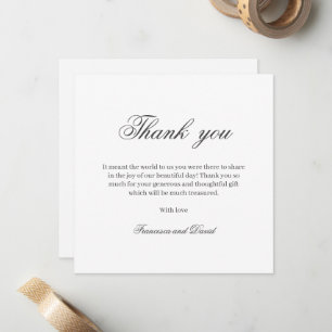 Chic elegante einfache Hochzeit danke Ihnen Karte