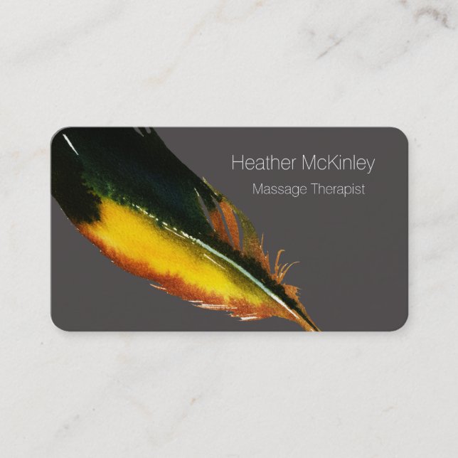 Chic Elegante Feather Business Card Terminkarte (Vorderseite)