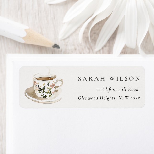 Chic-elegante Floraltasse Adressentasse Teeparty  (Insitu)