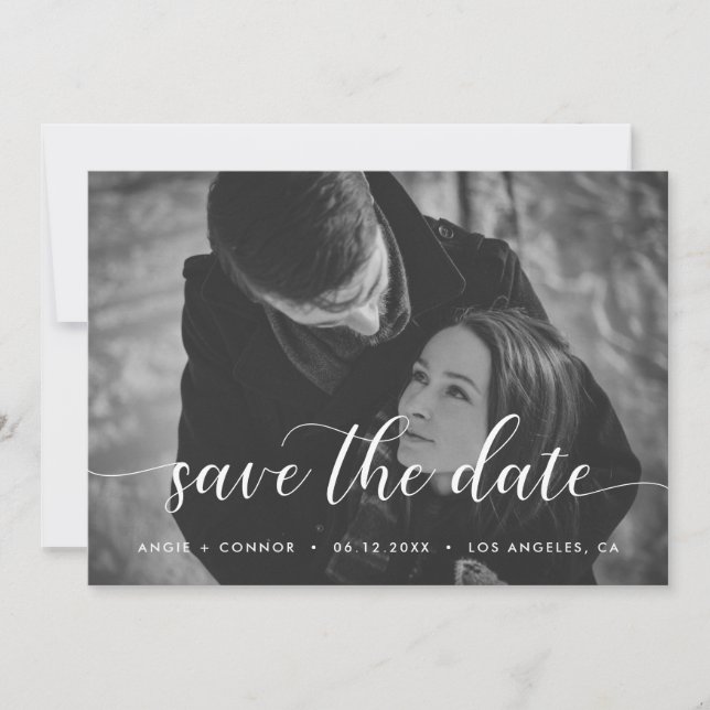 Chic Elegante Foto-Karte Save The Date (Vorderseite)