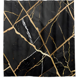 Chic Elegante, goldgelbe Imitate Marmor Duschvorhang