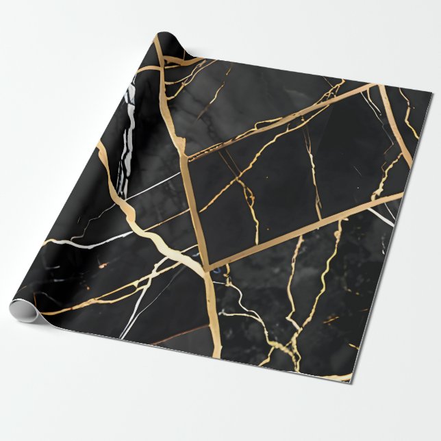 Chic Elegante, goldgelbe Imitate Marmor Geschenkpapier (Ungerollt)