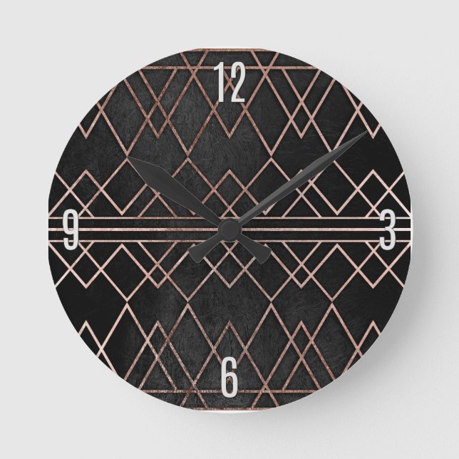 Chic & Elegante Imitate Rose Geometrische Dreiecke Runde Wanduhr (Vorderseite)