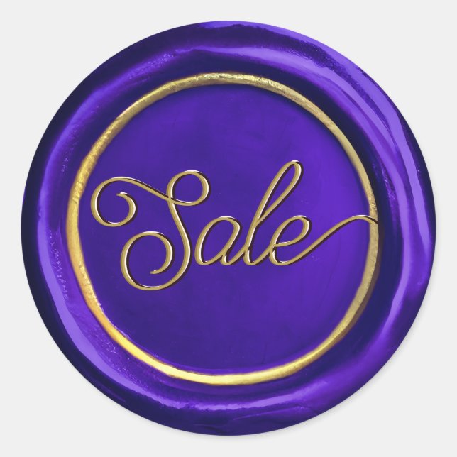 Chic Elegante Lila & Gold-Sale-Wax-Siegel-Sticker Runder Aufkleber (Vorderseite)