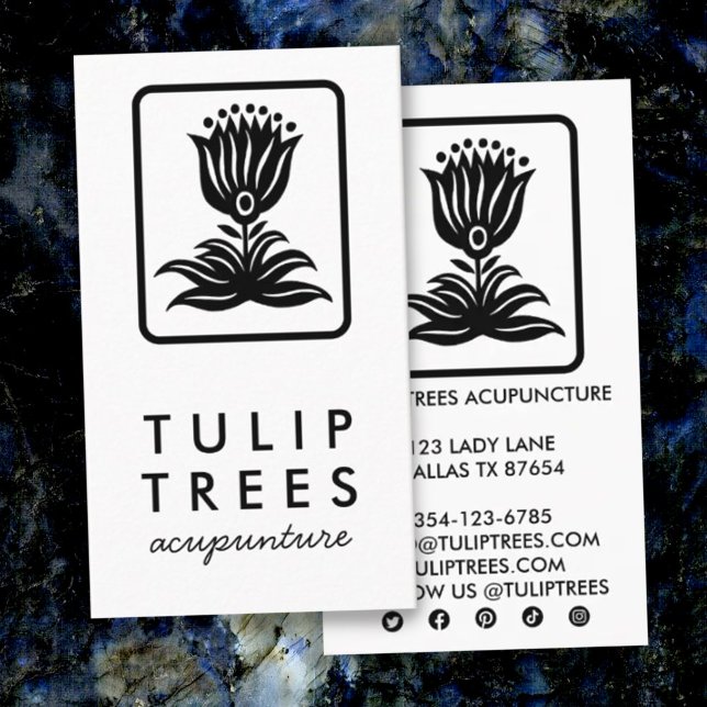 Chic Elegante Logo Stilisierte Tulip Wellness Heil Visitenkarte (Von Creator hochgeladen)