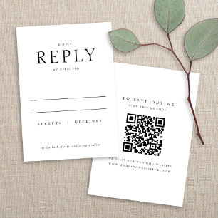 Chic Elegante Minimalistische Schwarz-Weiß-Hochzei RSVP Karte