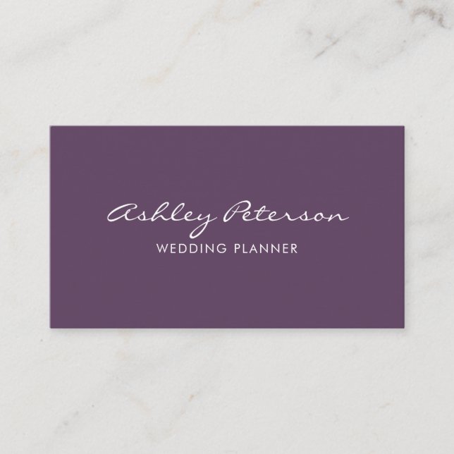 Chic Elegante Minimalistische Violettschrift Visitenkarte (Vorderseite)