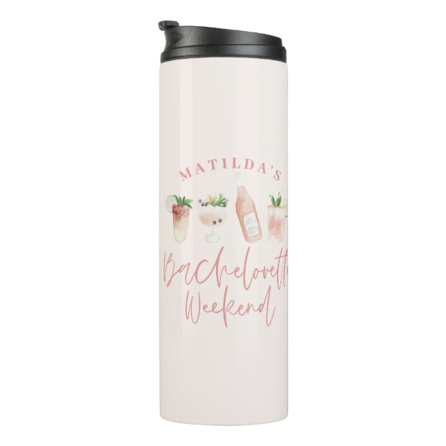 Chic elegante moderne Wasserfarbengetränke Bachelo Thermosbecher (Nach rechts gedreht)
