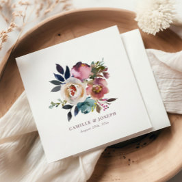 Chic Elegante Romantische Dunkle Rose Hochzeit Serviette