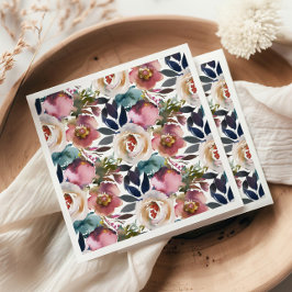 Chic Elegante Romantische Dunkle Rose Hochzeit Serviette