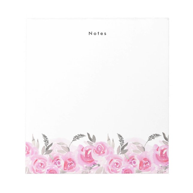 Chic Elegante Romantische Rosa Blume Notizblock (Vorderseite)