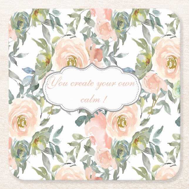 Chic Elegante Rose, Motivierend Botschaft Rechteckiger Pappuntersetzer (Vorderseite)