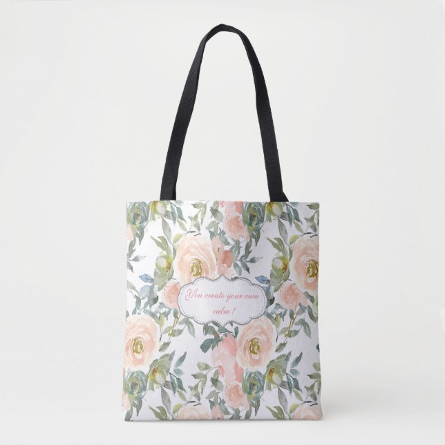 Chic Elegante Rose, Motivierend Botschaft Tasche (Vorderseite)