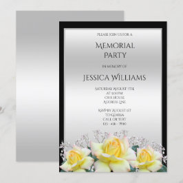Chic Elegante Rose Silver Memorial Party Einladung