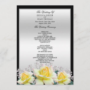 Chic Elegante Rose Silver Wedding Programm