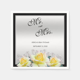 Chic Elegante Rose Silver Wedding Serviette