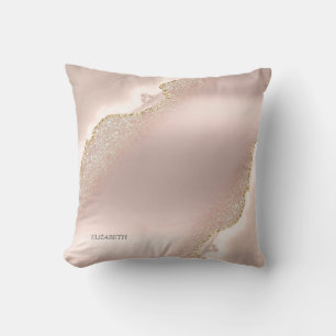Chic Elegante Roségold Glitter Marmor   Kissen