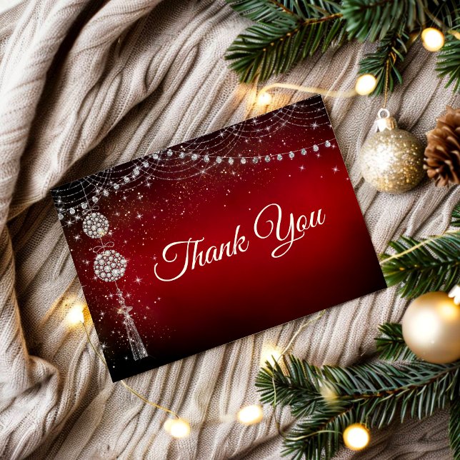 Chic elegante Rote Ornamente Weihnachten Einladung (Von Creator hochgeladen)