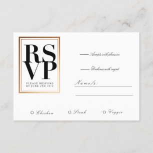 Chic & Elegante UAWG Goldrahmen-Akzent RSVP Karte