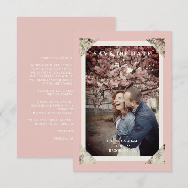 Chic Elegante Vintag Effect Foto Couple Wedding (Vorne/Hinten)